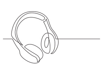 Wall Mural - continuous line drawing wireless headphones - PNG image with transparent background