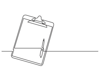 Wall Mural - one line isolated vector object clipboard with pen - PNG image with transparent background