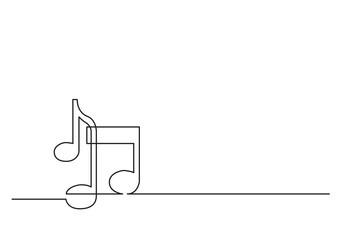 Wall Mural - one line isolated vector object music notes - png image with transparent background