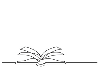 Wall Mural - one line isolated vector object open book 2 - png image with transparent background