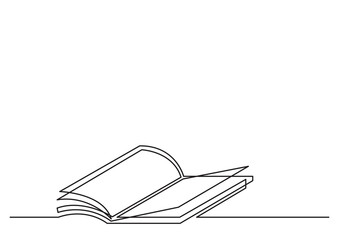 Wall Mural - one line isolated vector object open bool with fying pages - png image with transparent background