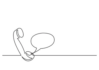 Wall Mural - one line isolated vector object phone receiver speech bubble - png image with transparent background