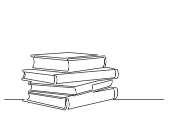 Wall Mural - one line isolated vector object pile of books - png image with transparent background