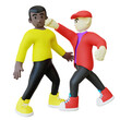 © Fahrul - 3d illustration of black guy got punch by bully. Black guy attacked by a man 3d render