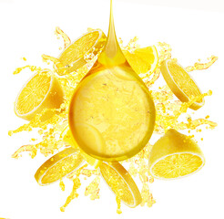 Wall Mural - lemon syrup, lemon slice splashing