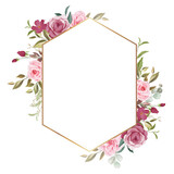 Fototapeta Sypialnia - beautiful hand drawn magenta and pink flower floral frame