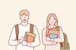College friends. Hand drawn style vector design illustrations.