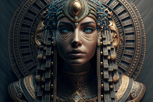 Beautiful Cleopatra, Queen Of The Ptolemaic Kingdom Of Egypt, Egyptian History, AI Generated.