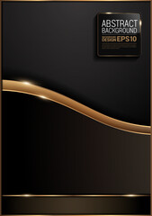 Wall Mural - luxury background, poster template design vertical size, gold black picture frame, curve line, vintage classic image abstract, shadow gradients for banner