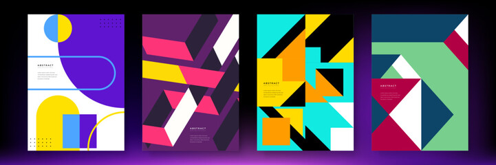 Modern abstract covers set, minimal covers design. Colorful geometric background, vector illustration.
