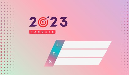 Top 3 targets in 2023 year corporate business template presentation slide pink red blue purple