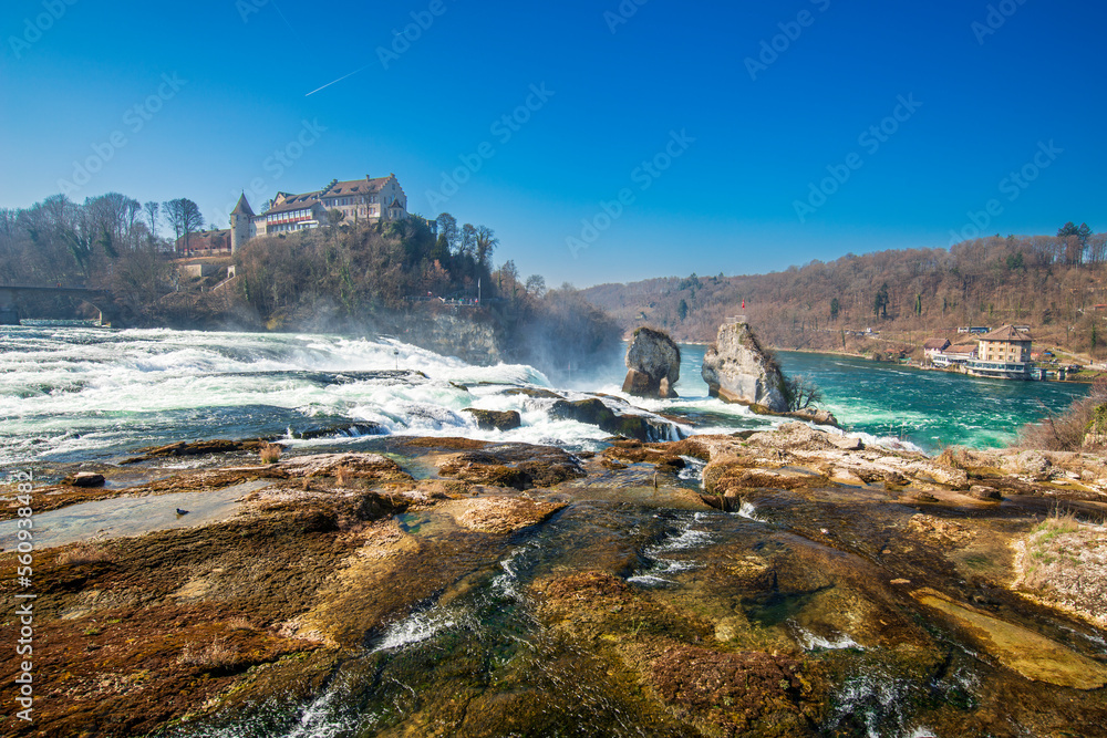 rhine-falls-or-rheinfall-switzerland-panoramic-view-tourist-boat-in