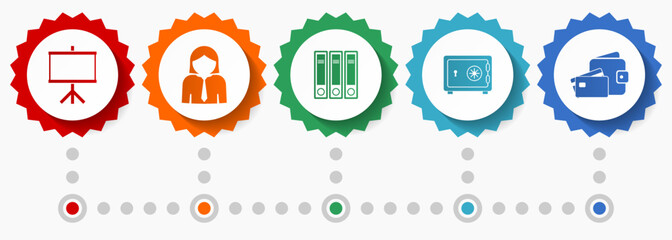Poster - Seminar vector icons, education flat design web badges collection, business infographic template