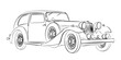The sketch of old vintage car.
