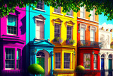 Fototapeta Londyn - bright multi-colored facades of houses in london english style house exterior