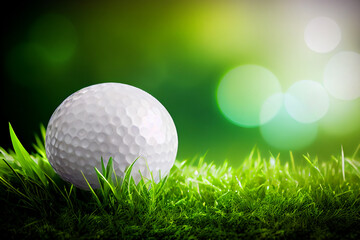 Nahaufnahme von einem Golfball im Gras auf dem Golfplatz - Ai generiert