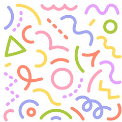  Bright colored lines pattern. Abstract background doodle of thick colored lines. Editable outline stroke. Vector illustration.