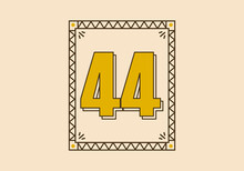 Vintage Rectangle Frame With Number 44 On It
