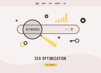 Wall Mural - seo optimization concept. search engine optimization digital marketing strategy. flat design vector 