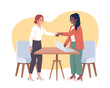 © The img - Successful employment interview 2D vector isolated illustration. Job applicant and employer handshake flat characters on cartoon background. Colorful editable scene for mobile, website, presentation