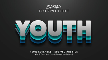 Editable text effect, Youth text on bold layered style effect