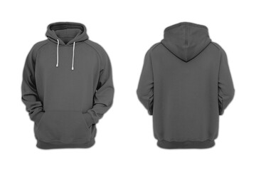 Wall Mural - Blank black hoodies with pocket  mockup isolated over white background.3d rendering. hooded sweatshirt, men's hooded jacket front and back side design mockup template.