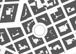 Urbanisme et territoire - plan cadastral avec limites de parcelles et bâtiments du centre ville d'une métropole