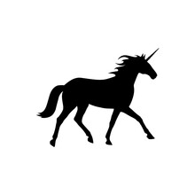Unicorn Silhouette Logo Icon Isolated On White Background