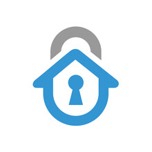Home Security Logo Design Template. House Padlock Logo Vector