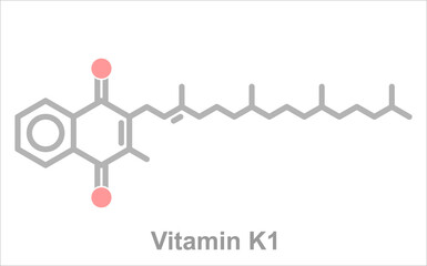 Wall Mural - Simplified formula icon of Vitamin K1.