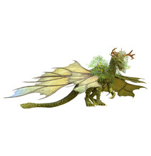 Green Dragon On Forest Skin