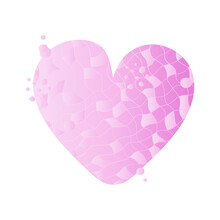 Vector Illustration Of A Pink Heart Isolated On A White Background. Valentine's Day.