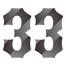  Black And White Number Thirty Three Vector Illustration. Number 33 Isolated On A White Background