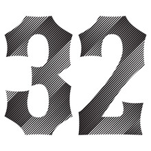 Black And White Number Thirty Two Vector Illustration. Number 32 Isolated On A White Background