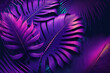 Neon purple tropical palm leaf background illustration