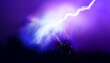 Lightning, thunderstorm at night. Electrical energy. Light effects. Vector illustration.