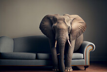 Relaxed Elephant Sitting On The Sofa