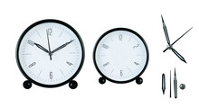 Isolated Clock, Black White Alarm Watch Object, Clock Pieces Elements Build
