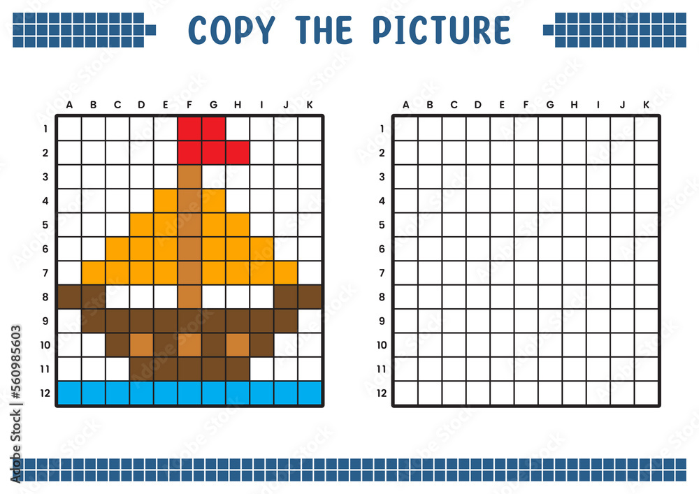 Vector de Stock Copy the picture, complete the grid image. Educational ...