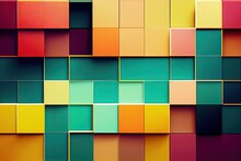 3D Retro Tiles Background With Pastel Color Generative AI