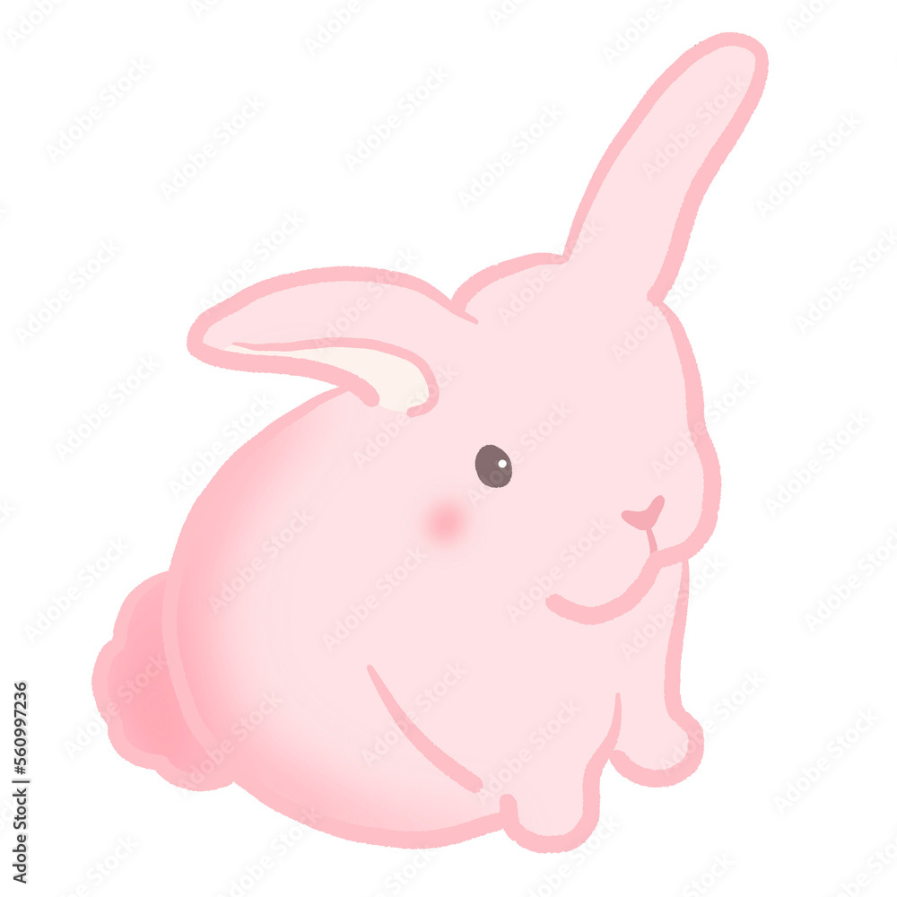 cute pink rabbit cartoon illustration Stock Illustration | Adobe Stock