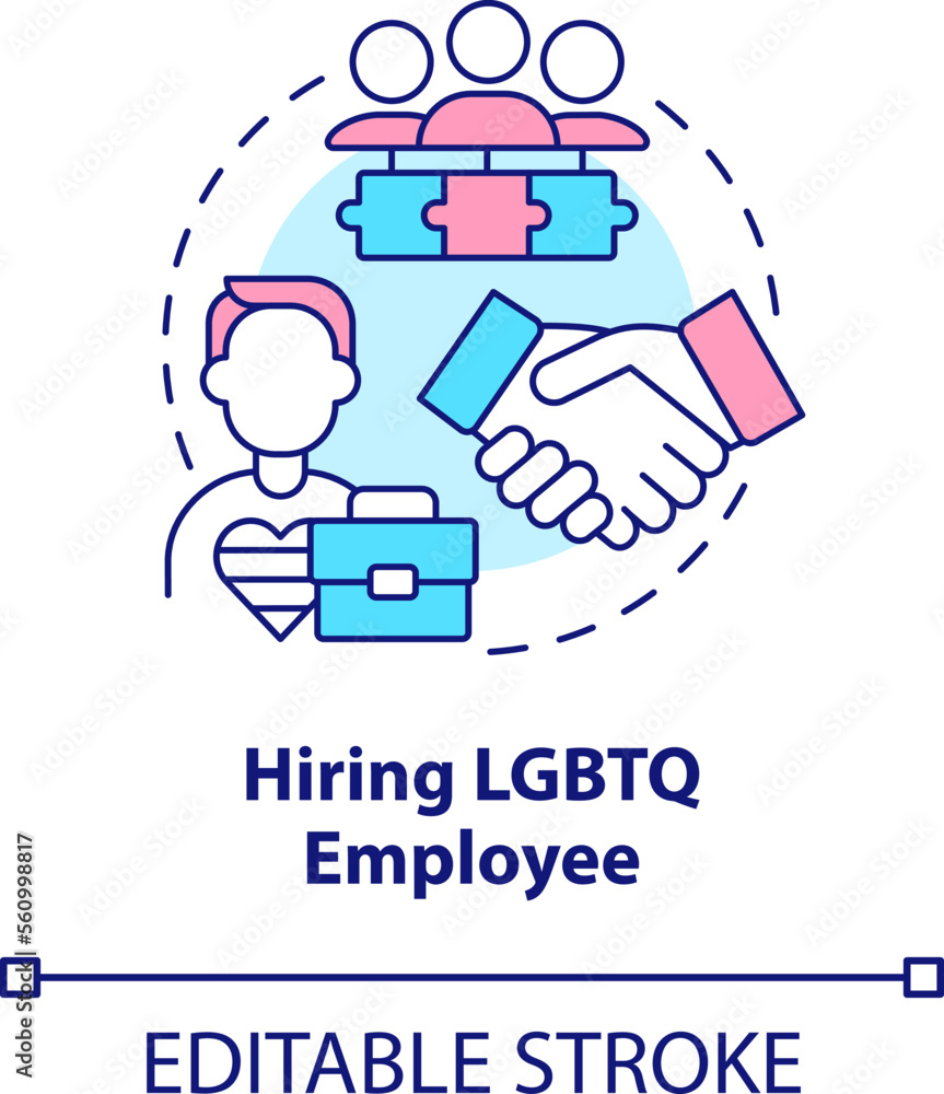 Hiring LGBTQ employee concept icon. Work culture. Creating inclusive ...