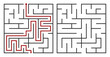 © Діана Карч - Abstract maze. Find right way. Isolated simple square maze black line on white background. Vector illustration.