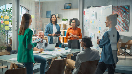Aufkleber - Portrait of a Beautiful Black Woman in Smart Casual Clothes Doing a Presentation in a Meeting Room for her Colleagues. Female Manager Answering Questions and Writing on White Board
