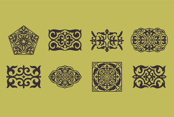 Wall Mural - Islamic ornament vector, persian motiff. Asian floral designs. Abstract Asian elements of the national pattern of the ancient nomads of the Kazakhs, Kyrgyz, Mongols, Tatars, Uzbeks, Tajiks and other