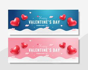 web banner valentine day sale template with pink and blue color. verry easy use.