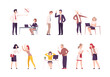 © topvectors - Angry boss shouting at employees set. Stressed office workers characters flat vector illustration