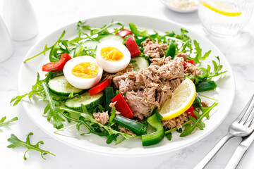 Sticker - Salad with canned tuna, boiled egg, arugula and fresh vegetables