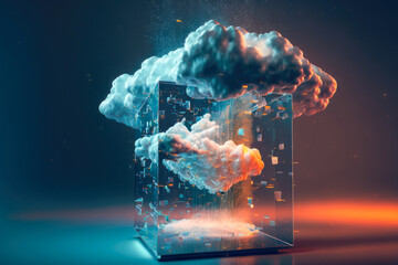 Wall Mural - Cloud computing technology concept. Futuristic illustration AI generated	
