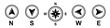 Compass icons set. Map symbol. Monochrome navigational compass with cardinal directions. North, south, east and west. Geographical position. Vector illustration.